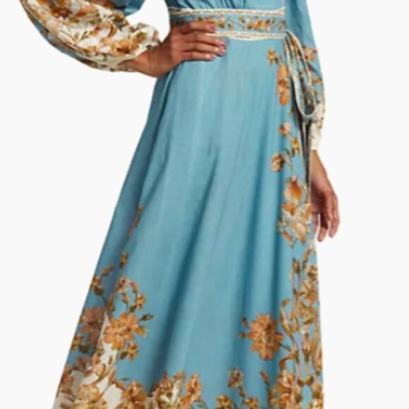 Zimmerman chintz wrap midi dress blue size 2 - Picture 2 of 7